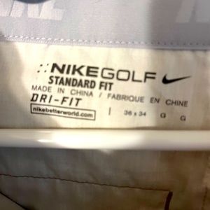 Nike Golf Pants. New. Khaki. 36x34